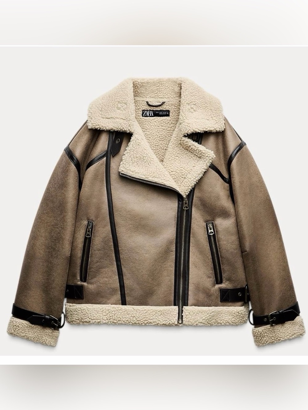 Zara Shearling Moto Jacket